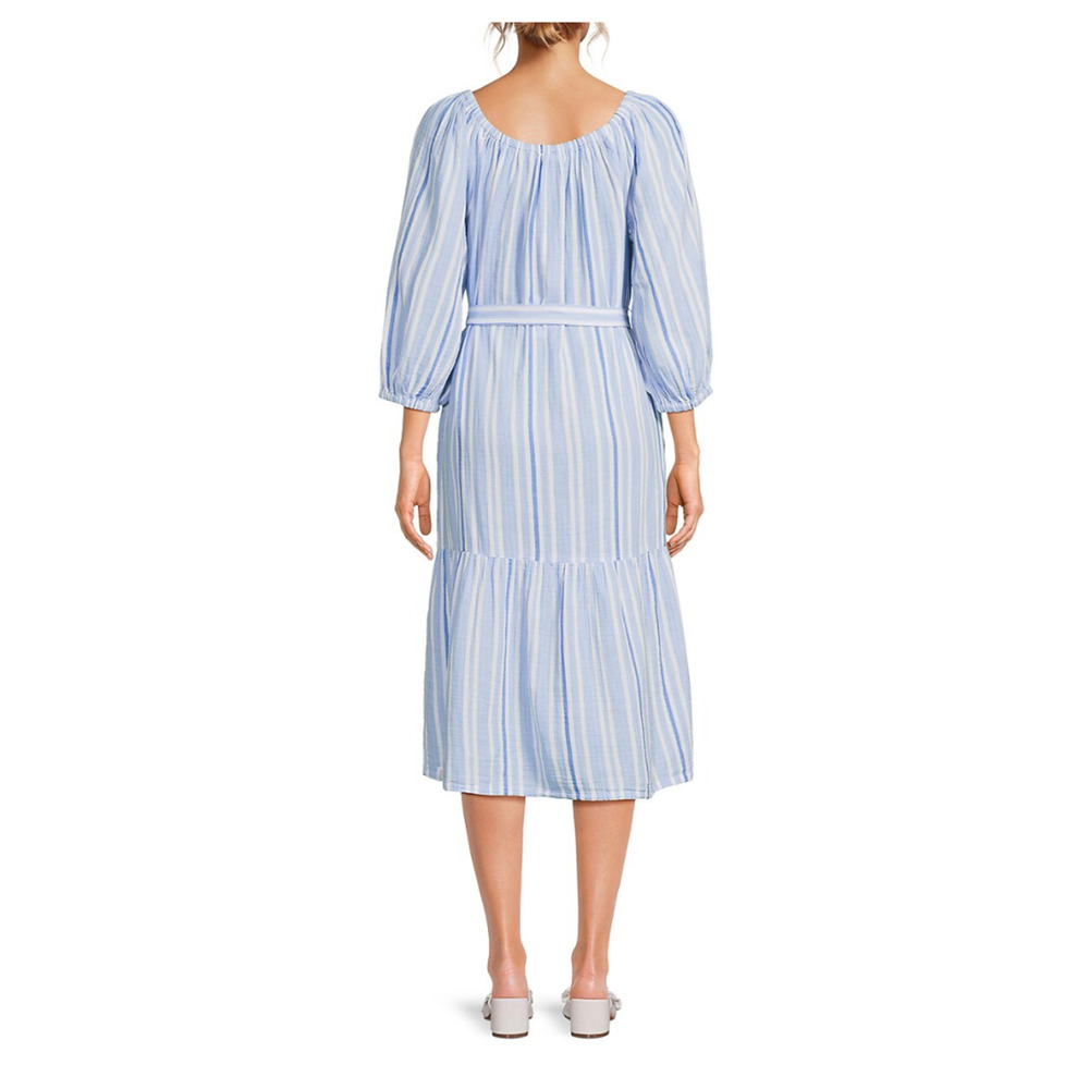 Tommy Bahama Island Gauze Villa Solstice Tie-Waist Midi Tier Dress | L, Blue NWT - Picture 5 of 5